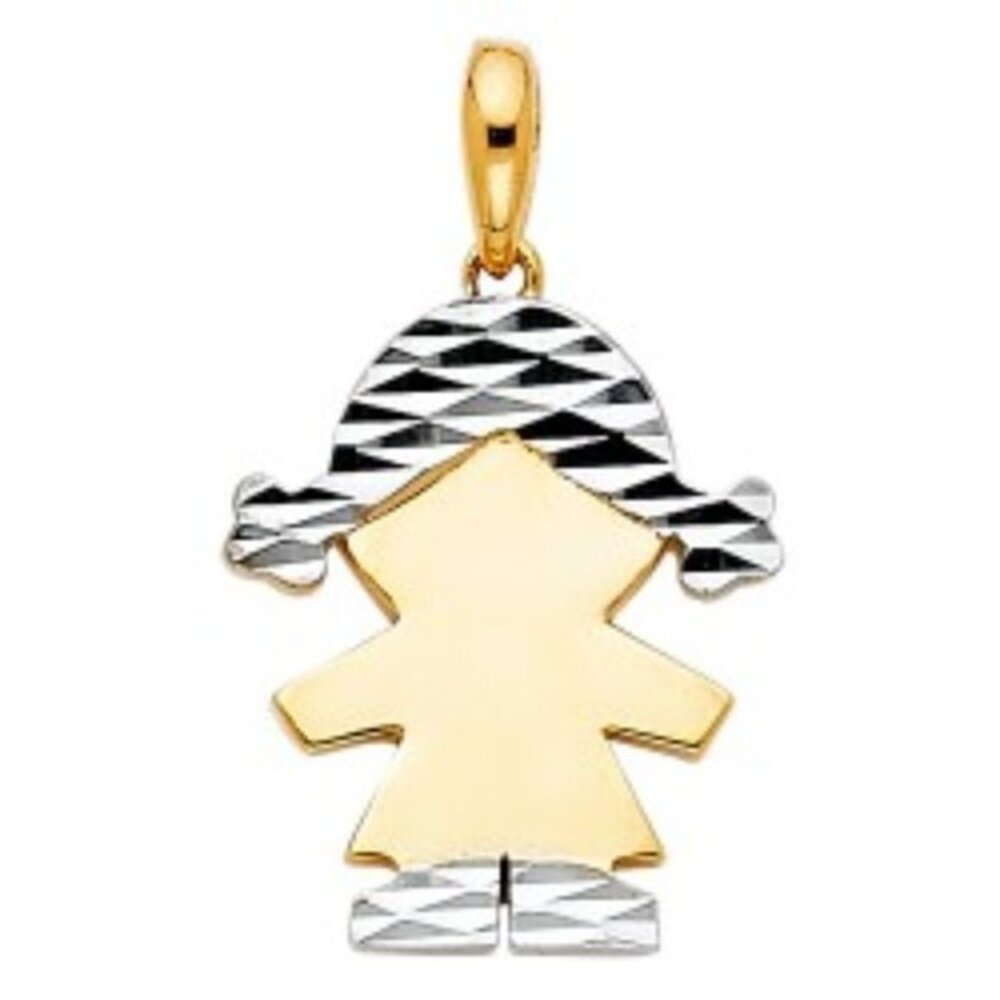 14K yellow and white gold Girl Pendant